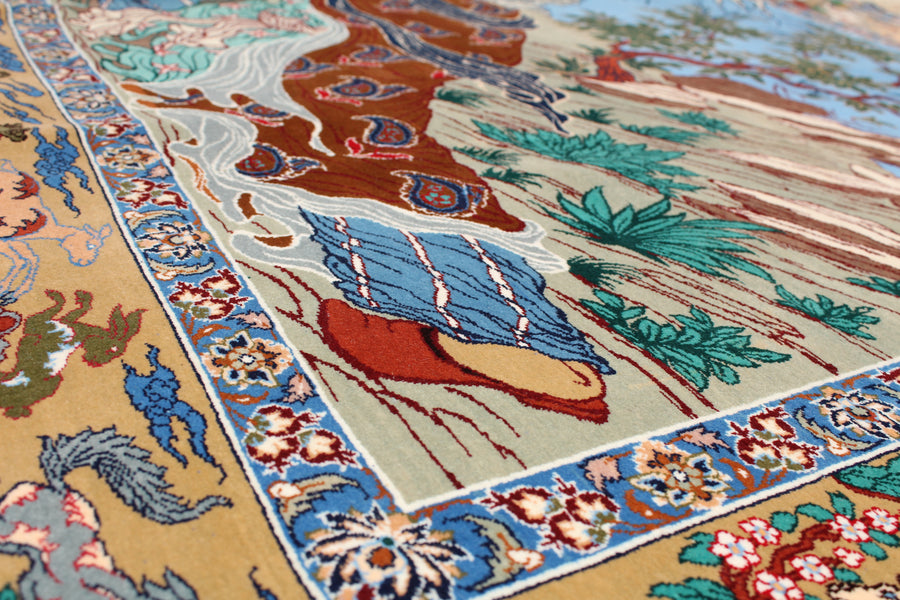 Isfahan beeltenis tapijt <br> 126 x 176 cm