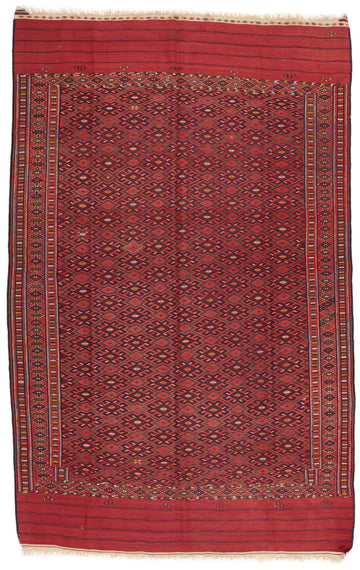 Oude Turkmeense Soumack kelim<br>210 x 368 cm