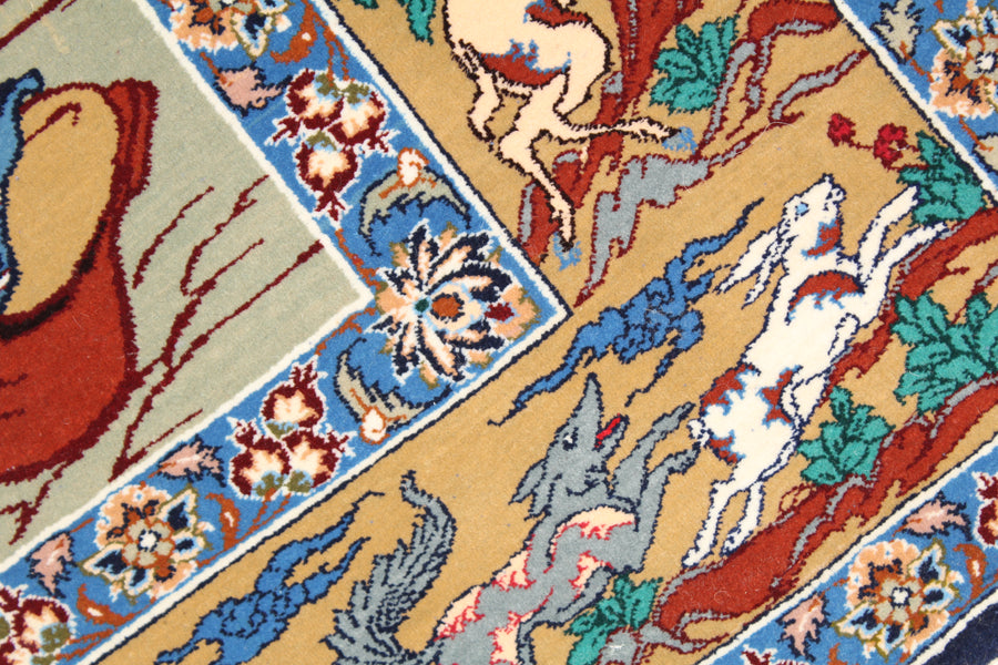 Isfahan beeltenis tapijt <br> 126 x 176 cm